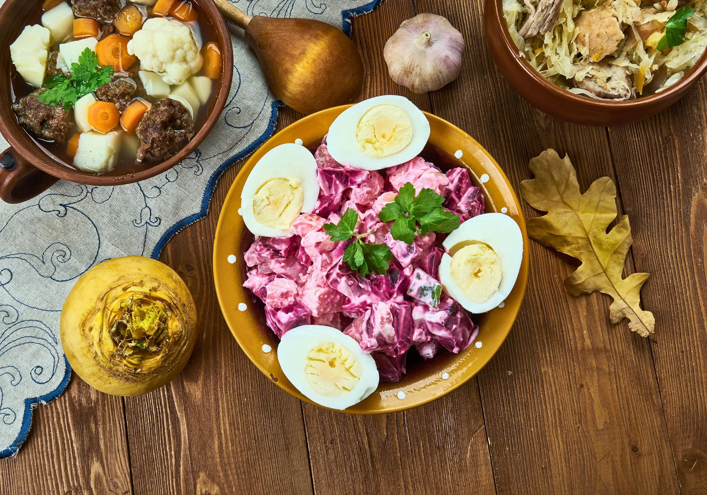 Traditional Estonian summer dishes and dark rye bread