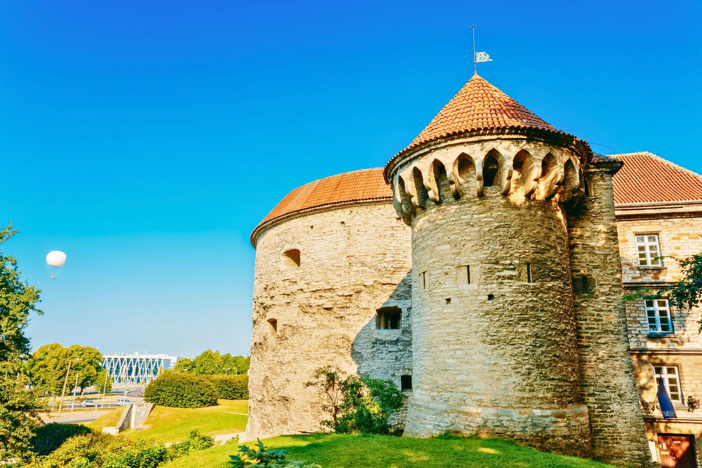 The exterior of the squat, circular Fat Margaret tower at the edge of Tallinn Old Town