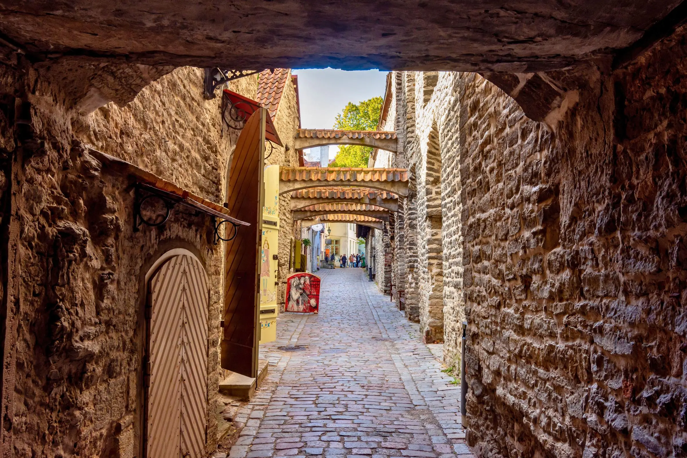 St. Catherine's Passage Arches Stone arches crossing the narrow cobblestone street of St. Catherine's Passage in Tallinn
