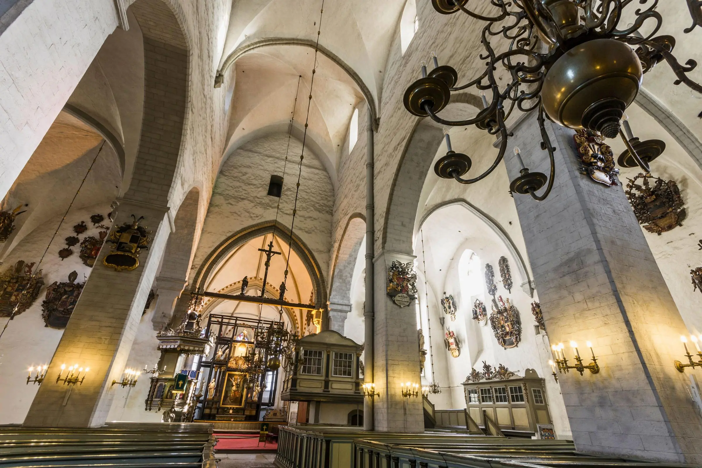 Interior of St Marys Cathedral showing coats of arms