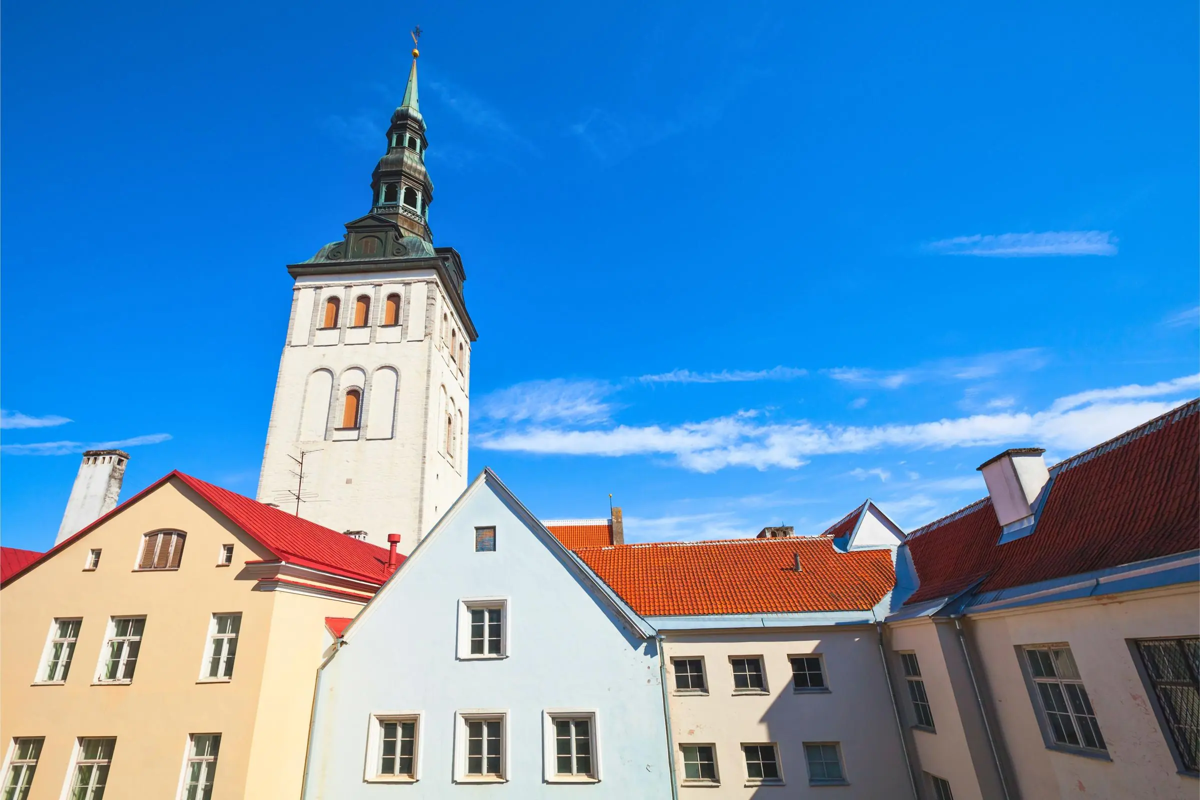 Niguliste Museum Spire The towering spire of St. Nicholas Church against the Tallinn Old Town skyline