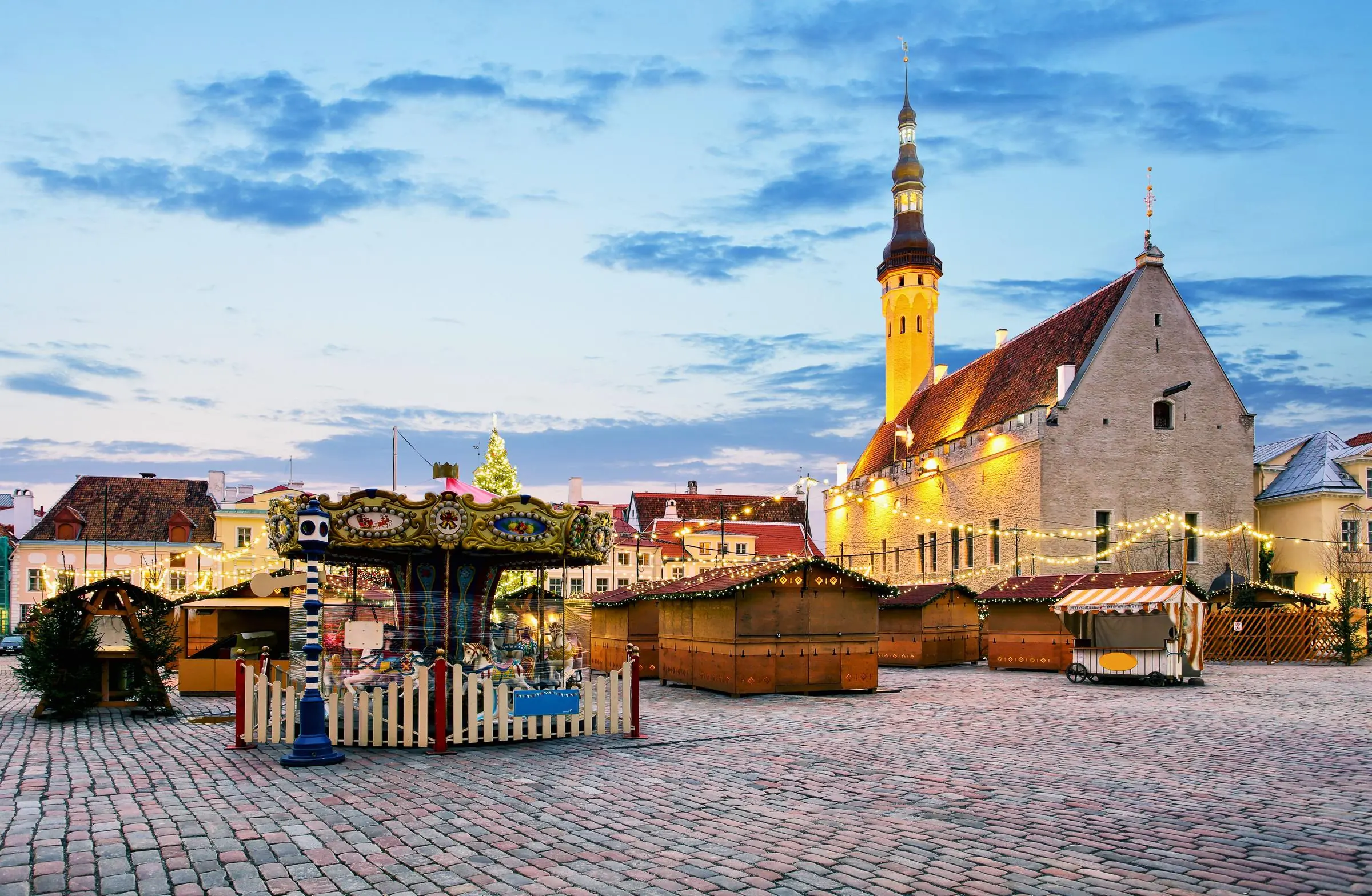 Tallinn Town Hall Square The cobblestone expanse of Tallinn Town Hall Square with the Gothic Town Hall in the background